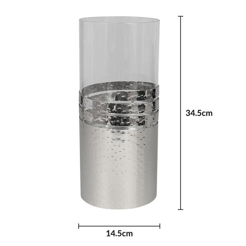 Dimple Ring Candle Holder - Silver